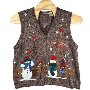 Vintage‎ Bobbie Brooks Christmas Sweater Vest Womens 18W/20W Snowman Novelty